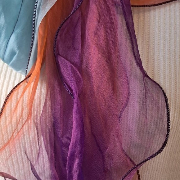 Silk Scarf Lightweight Sheer Neck Scarf Colorful Ombre 72x10 - Picture 1 of 5